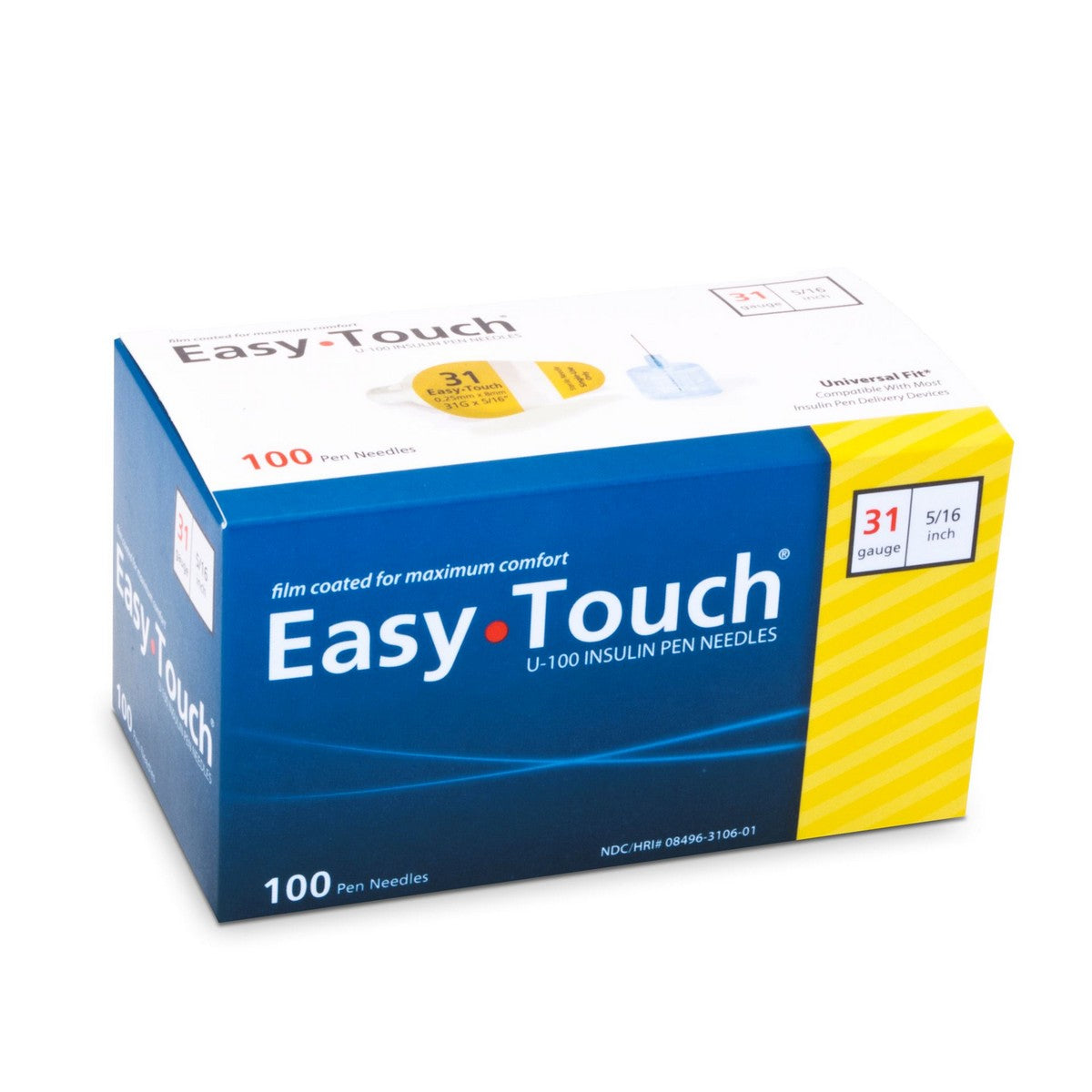 Easy Touch Easy Touch® Pen Needles – 100 count, 31g, 5/16″ (8mm), Yellow –  Easy Touch Store