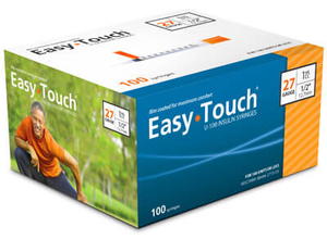 827155 EasyTouch U-100 Insulin Syringes, 27g, 1cc, 1/2″ (12.7mm), Orange