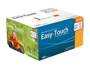 827555 EasyTouch U-100 Insulin Syringes, 27g, .5cc, 1/2 (12.7mm), Orange