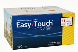 831165 EasyTouch U-100 Insulin Syringes, 31g, 1cc, 5/16″ (8mm), Yellow