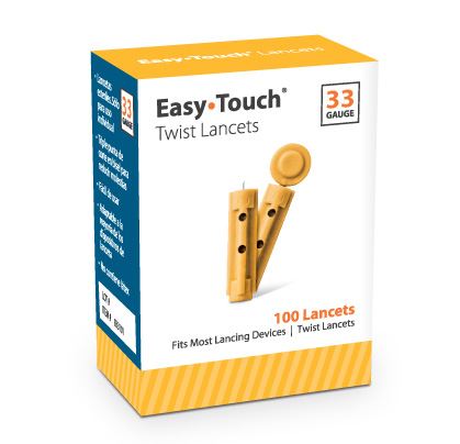 833101 EasyTouch Twist Lancets, 33g Twist Lancet, Yellow